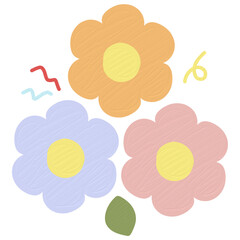 three colors of flowers