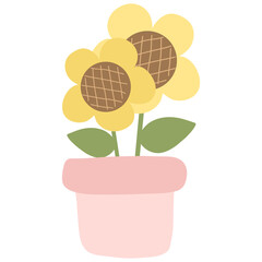 cute cartoon sunflower in the pot