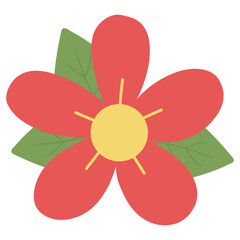 Red flower with green leaf illustration