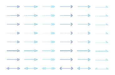 シンプルな矢印イラストセット／版ズレ／ブルー︎／青／水色