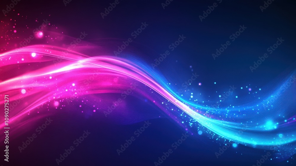 Aufkleber vibrant abstract waves with glowing particles, creating a dynamic visual effect.