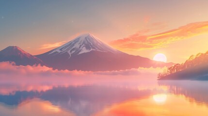 Serene Sunrise Over Mount Fuji