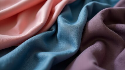 Fototapeta premium A blue, pink, and purple fabric is folded and displayed