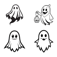 Obraz premium collection of Halloween Ghost Vector illustration