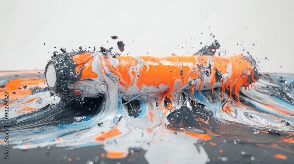 Aufkleber abstract art with vibrant colors and fluid dynamics capturing the motion of paint on a surface creat