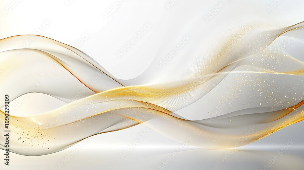 Poster elegant flowing waves of gold and white create a serene abstract background design