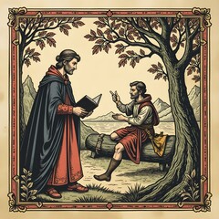 Fototapeta premium Old medieval paper sheet cut out