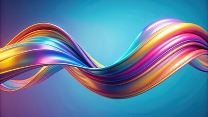 Colorful iridescent ribbon shape with a modern flowing fluid geometric element, , glass, abstract, curved, futuristic, wave