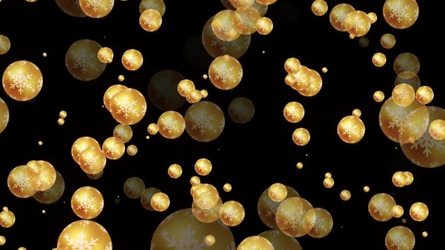 Christmas abstract yellow ball particle motion, holiday festival wedding gift, alpha chanel black art background V5