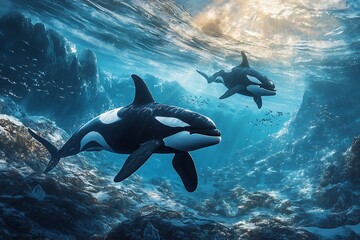 Obraz premium whale view in the sea