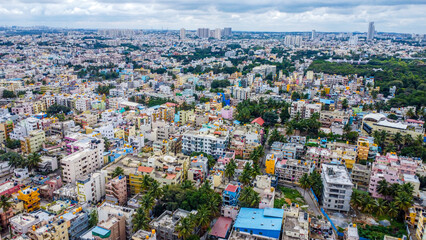 Ariel Shot of beautiful Bangalore City in India 