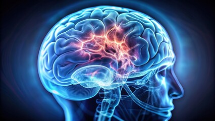 Close up of a brain scan showing active brain activity, brain, scan, MRI, neurons, cognitive, function