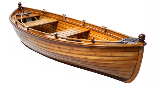 old wooden boat isolated on white background