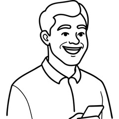 Obraz premium smiling man using cellphone