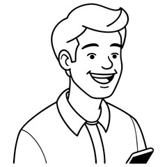 Obraz premium smiling man using cellphone