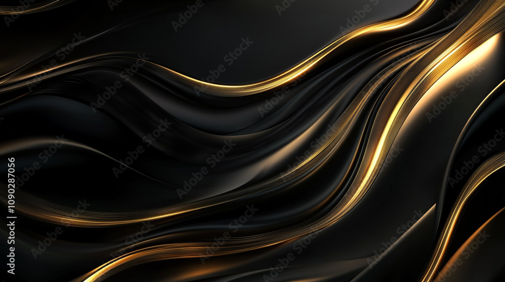 Aufkleber elegant black and gold abstract design creating a sense of movement and depth