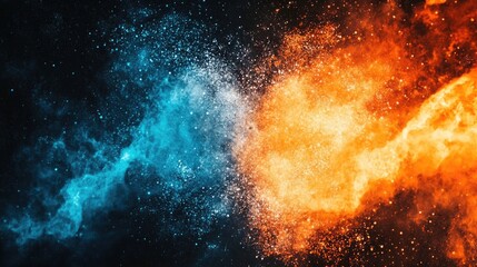 Fototapeta premium Orange and blue dust particles