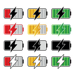 battery charge level indicator icon collection