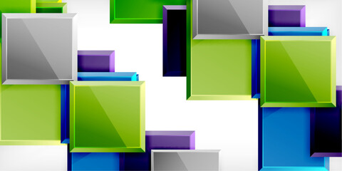 Fototapeta premium Glass toy style square shapes abstract design. Vector Illustration For Wallpaper, Banner, Background, Card, Book Illustration, landing page