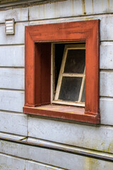 Obraz premium window frame of old German wooden house