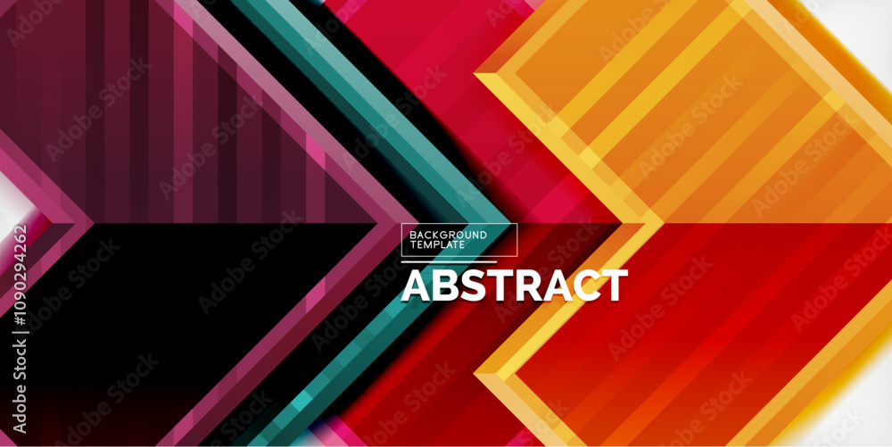 Aufkleber arrow symbols created with 3d effects and line texture geometric abstract background