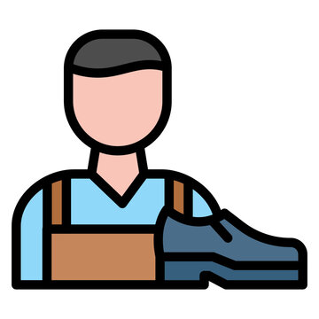 shoemaker holding shoe, flat design clip art preview