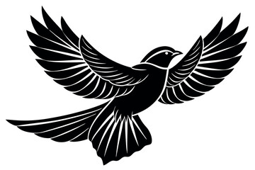 Fototapeta premium Black Silhouette of a Flying Bird - Dynamic Vector Design