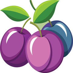 plums with leaves