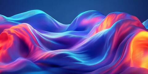 Obraz premium Vibrant iridescent flowing fabric with colorful gradient.