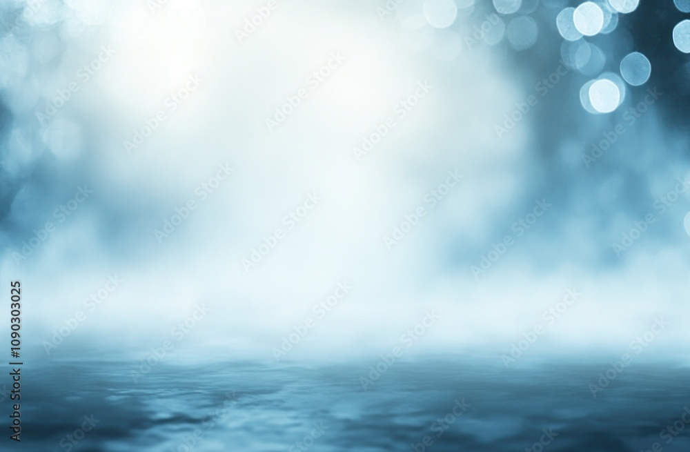Poster a soft-focus, dreamy background with blue tones and bokeh effects, ideal for design use.