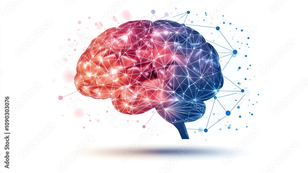 Poster a colorful brain illustration representing neural connections and cognitive processes.