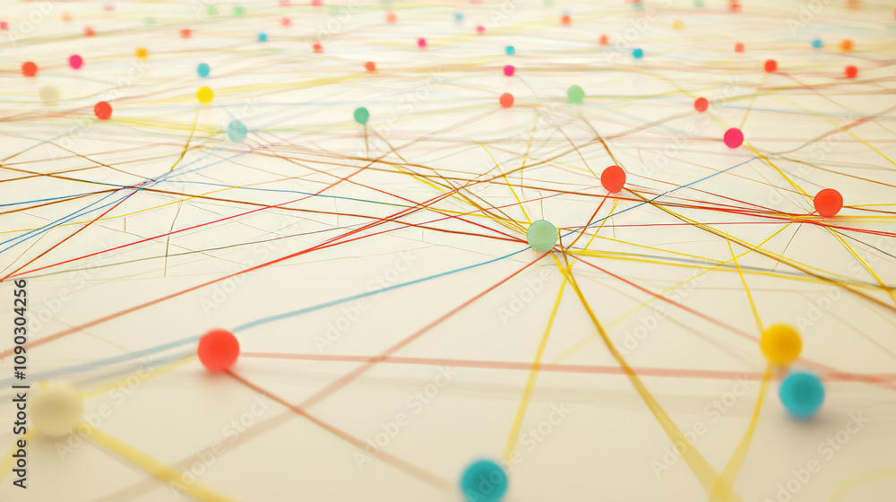 Poster a background of interconnected lines and dots. it represents internet and communication technology. 