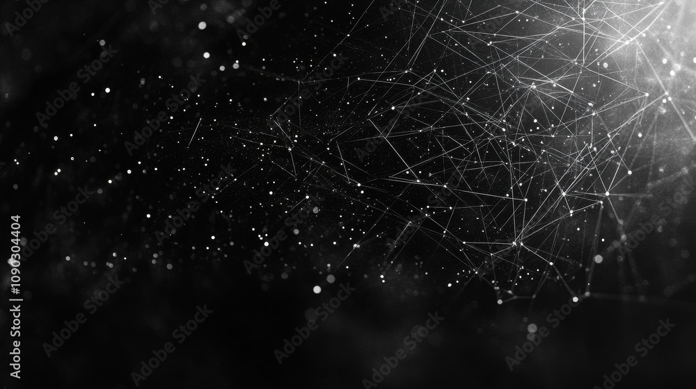 Poster a background of interconnected lines and dots. it represents internet and communication technology. 