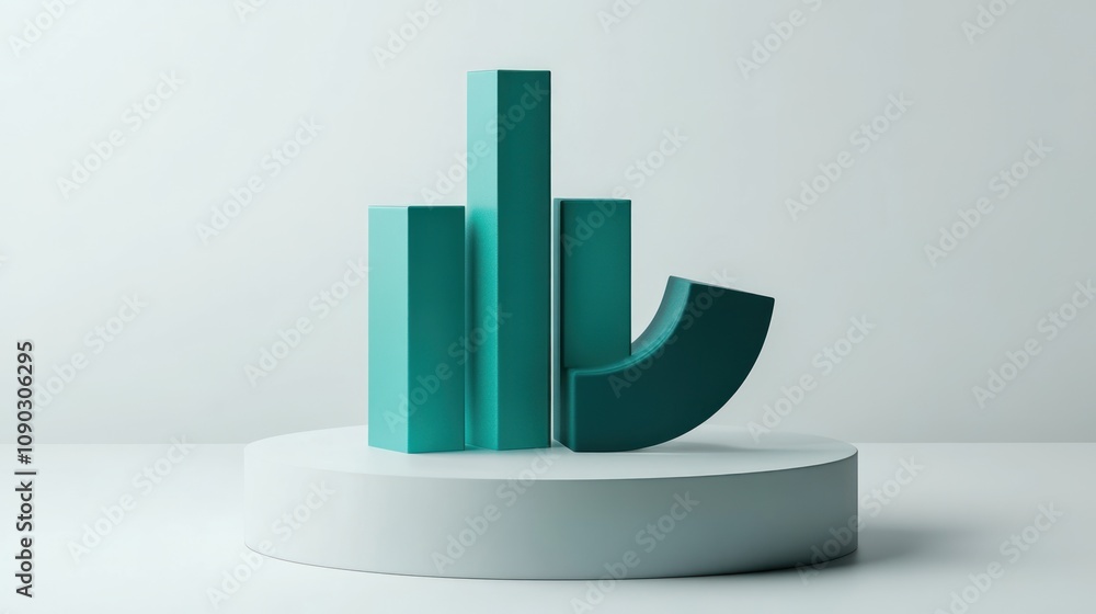 Aufkleber Abstract geometric shapes in teal on a circular base, suggesting modern design and data visualization.