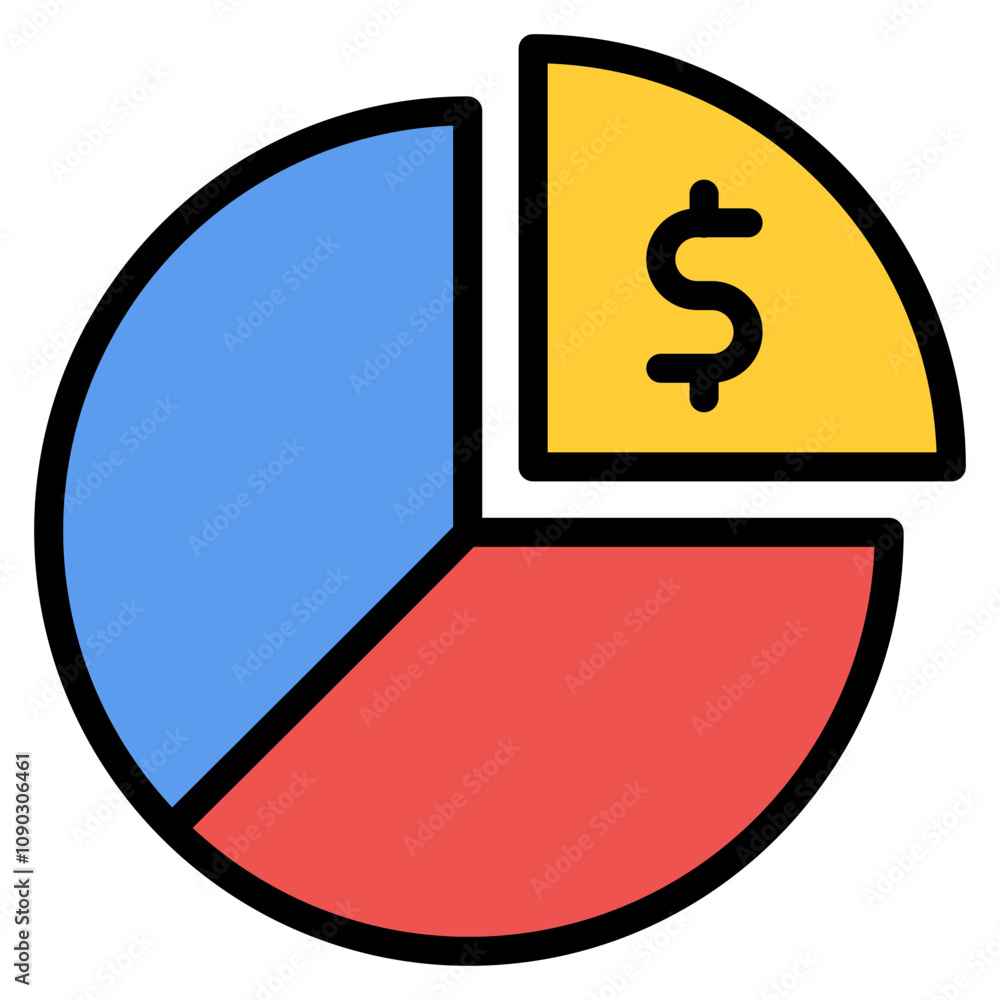 Poster market pie chart icon vector image. can be used for trading.