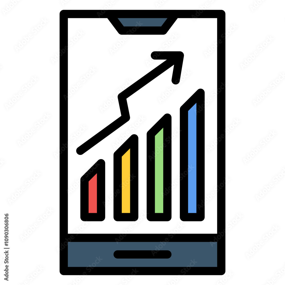 Poster stats on cell icon vector image. can be used for trading.