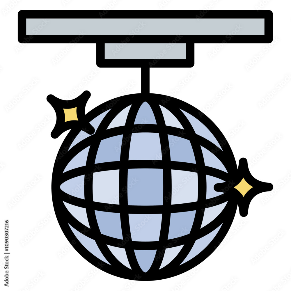 Poster mirror ball icon vector image. can be used for retro.