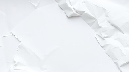 Fototapeta premium Close up of crumpled white paper texture background, blank, simple, crumpled