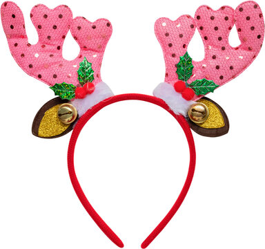Christmas reindeer antler headband isolated on white background