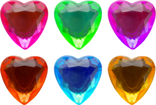 Heart shape crystal valentines day symbol sticker set isolated on white background