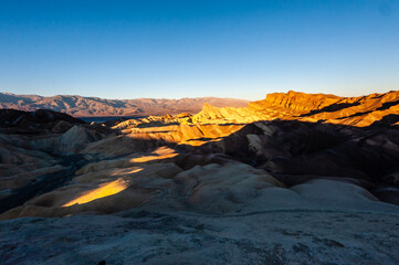 An early morning sunrise at Zabriskie Point, Death Valley, in late December.