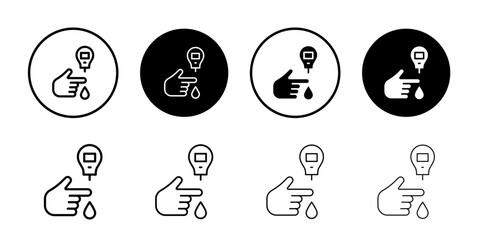 Blood sugar test icon Black and white outline vector