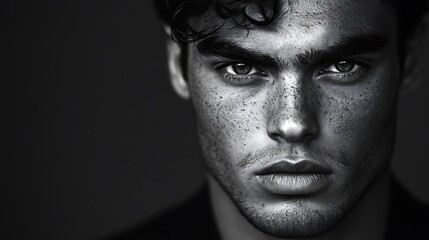 black and white portrait of a man