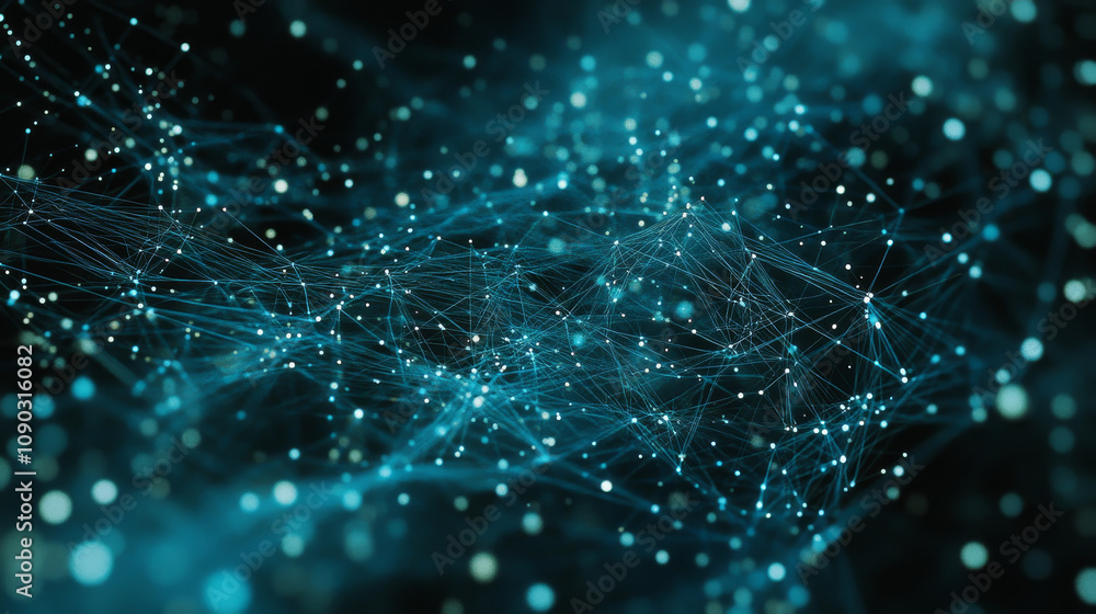 Aufkleber 5g networks and the internet of things connect devices wirelessly, like a web of dots in space.