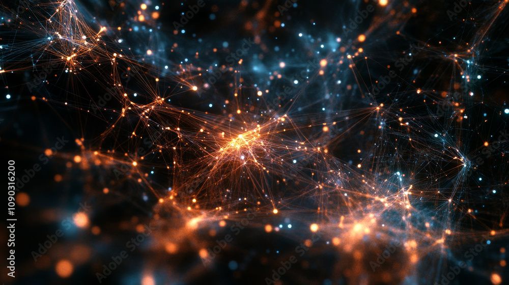 Aufkleber 5g networks and the internet of things connect devices wirelessly, like a web of dots in space.