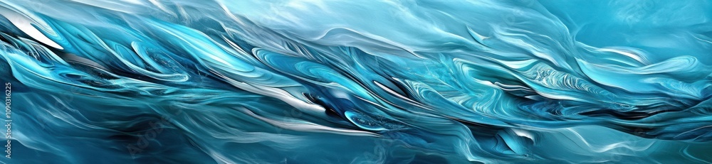 Poster Abstract swirling blue and turquoise patterns resembling water movement.