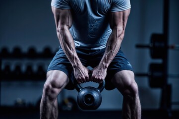 Kettlebell Workout Power: Low-Angle Shot Highlighting Strength and Muscle Definition
