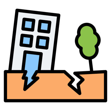 earthquake damaged building and tree clip art preview