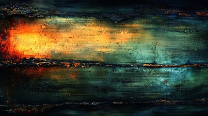 Naklejka premium A painting of a dark and orange background with a reflection in the water