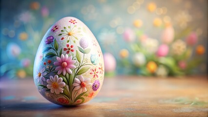 Fototapeta premium Ethereal White Easter Egg with Delicate Floral Artistry